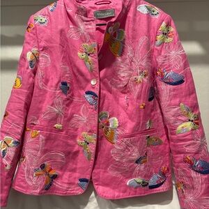 Vibrant Pink Embroidered Women's Blazer